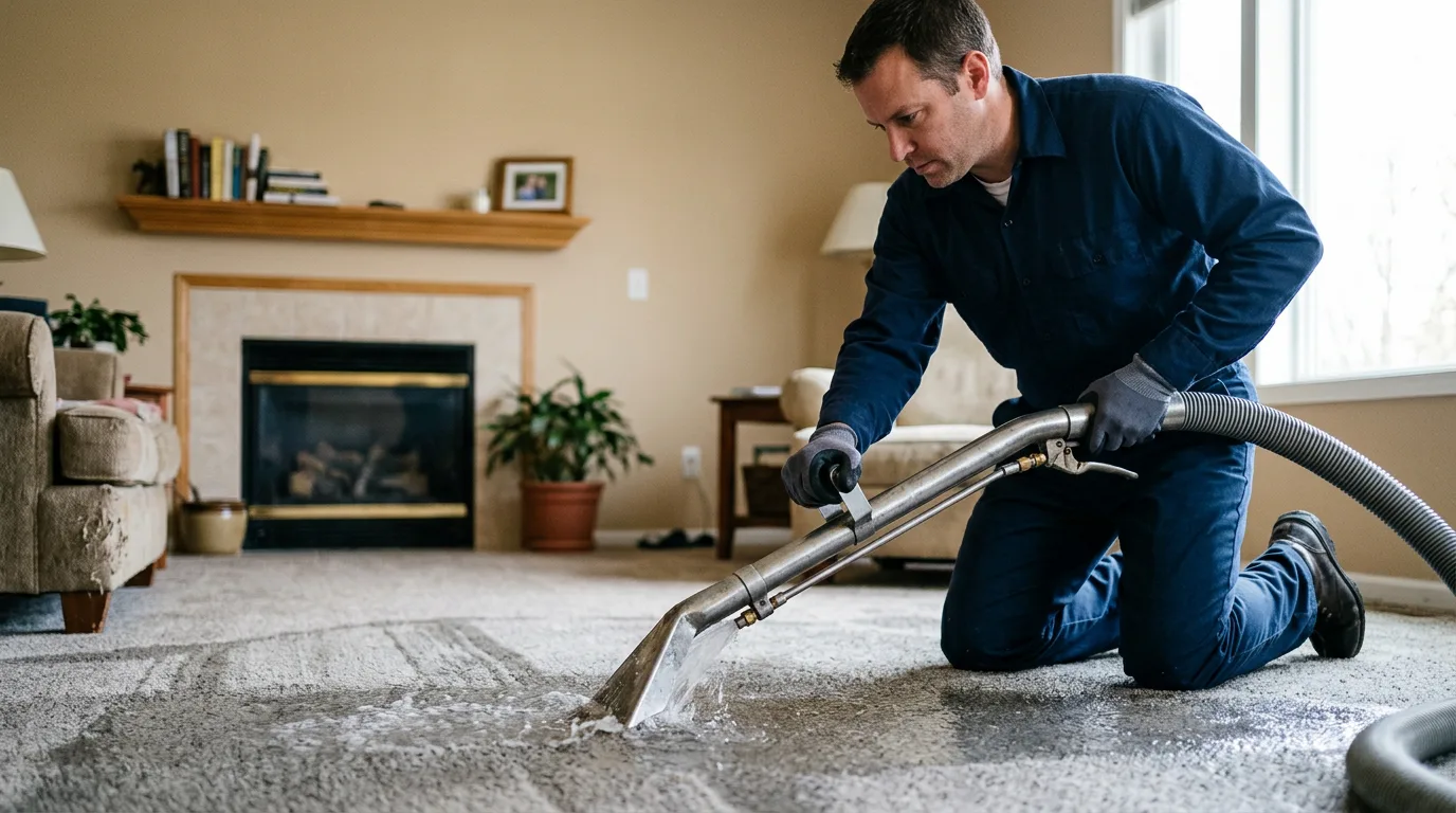 Water damage restoration technician working near Westville, NJ